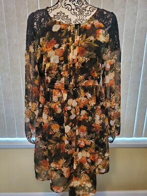 Forever 21 Sheer Lined Floral Dress With Long Sleeves & Multi Colors Size Large | eBay Forever 21 Sheer Lined Floral Dress With Long Sleeves & Multi Colors Size Large | eBay
