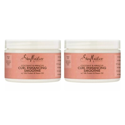 2x Shea Moisture Coconut & Hibiscus Curl Enhancing Smoothie with Silk Protein 16oz