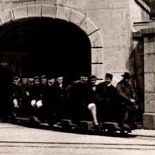Antique 1920s Salt Mine Exit Railroad Train Berchtesgaden Postcard Bavarian Alps