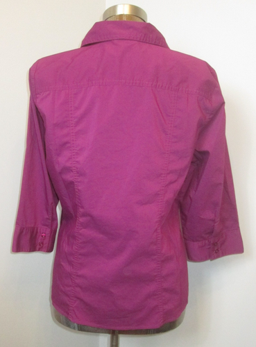 Fashion Bug Purple V-Neck Shirt Women Size L Chest 44 Button Up 3/4 Sl 304-34812 - Picture 3 of 6