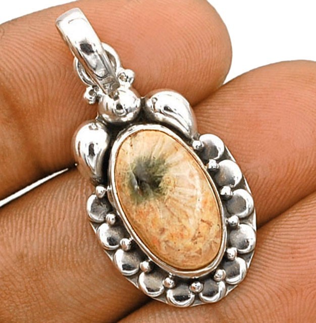 Natural Ocean Jasper -Madagascar 925 Sterling Silver Pendant Jewelry