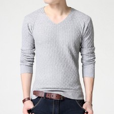 Autumn 2025 New V-Neck Pullover Men's Sweater Slim-Fit Long-Sleeved Sweater