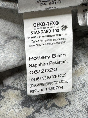 Pottery Barn Giovanna Medallion Standard Pillow Sham Gray Charcoal Cotton 26x20" - Bild 7 von 8