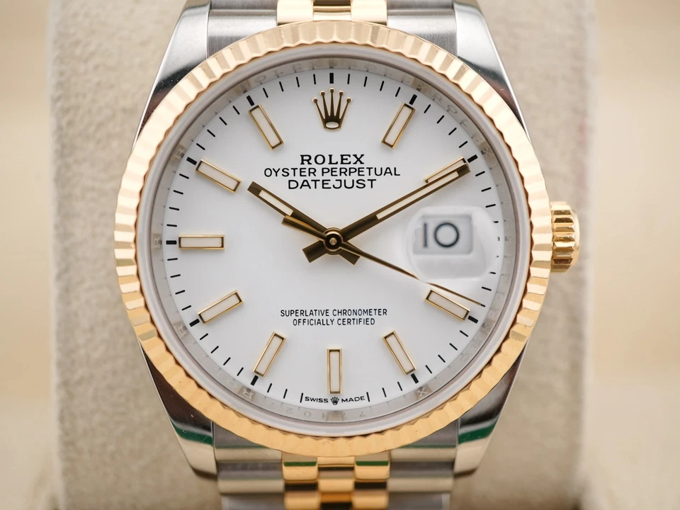 Rolex Datejust 126233 36 mm esfera blanca pulsera Jubilee bisel de oro de 18 quilates 2017 conjunto Foto 3 de 4