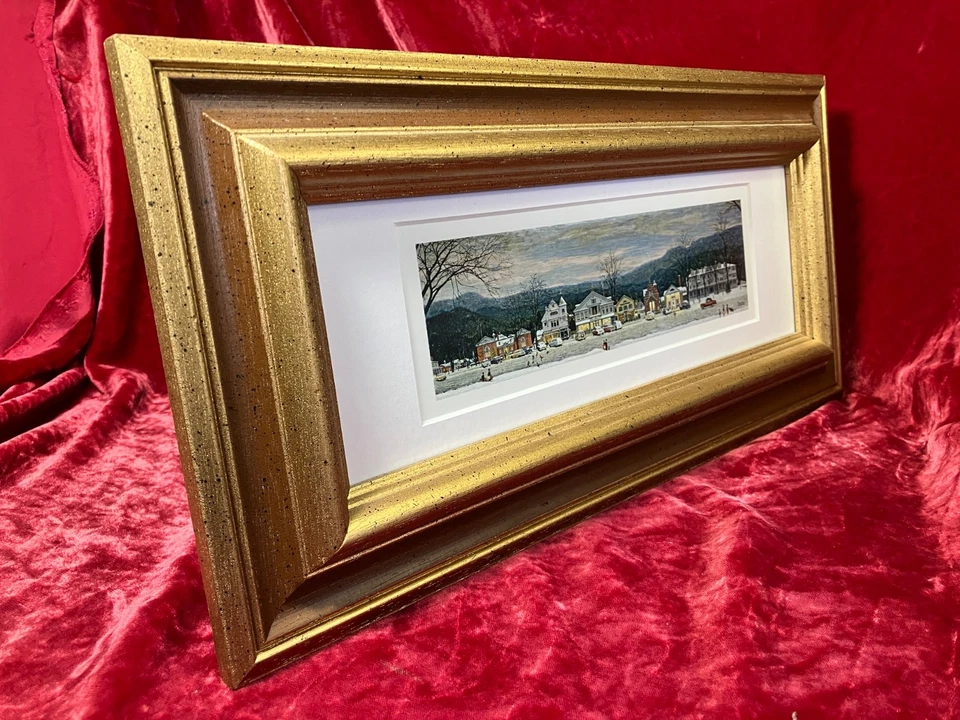 Impresión artística enmarcada mate Norman Rockwell "Stockbridge, Main Street At Christmas" Foto 3 de 4