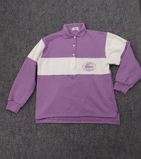 Vtg Izod Lacoste Rugby Shirt Mens Large Purple Stripe Logo Croc Button