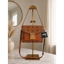 MCM Patricia Visetos Studded Crossbody Should...