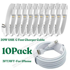 10X For iPhone 14/13/12/11 PD 20W USB C Fast Charger Cable Data Type C Cord Lot