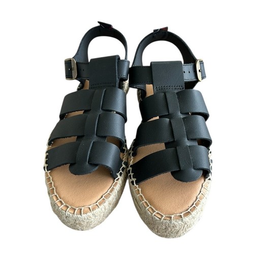 Barbour Paloma Platform Sandal Womens 40/9 Black Fisherman Leather NEW