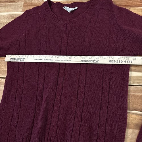 VTG Red Maroon Andrew St John Shetland Wool Cable Knit Sweater Size Large - Picture 6 of 9