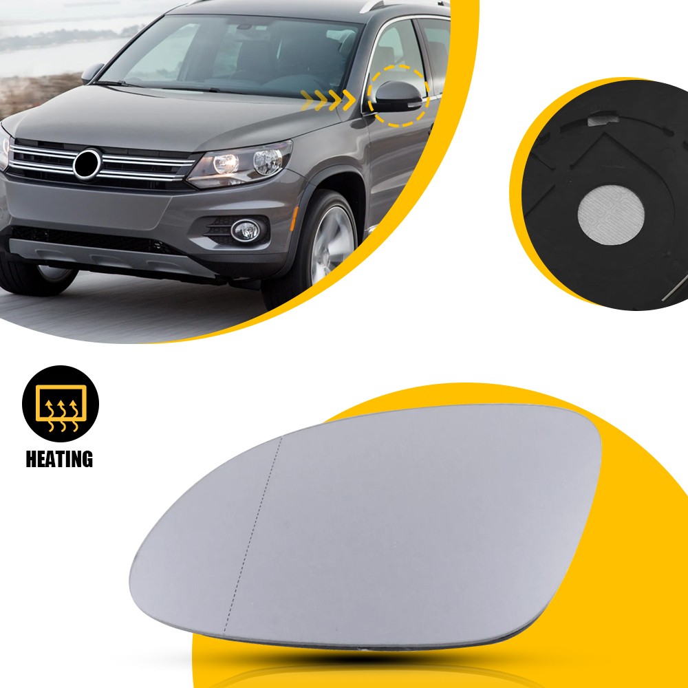 Side Mirror Glass for VW Tiguan (5N) 2009-2017 Heated w/Backing Driver Left Side