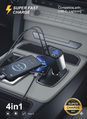 Super Fast Car Charger 4 in 1 60W (IOS-Android-Type-C)
