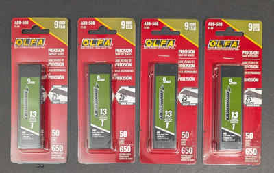4 Packs OLFA 9149 ABB-50B 9mm UltraSharp Black Snap-Off Blade, 50-Pack