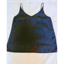 Banana Republic Camisole Women M Black Excellent Laser Cut Eyelet V-Neck Tank