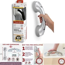 12 Inch Chrome Suction Cup Grab Bars Bathtub Shower Safety Handle