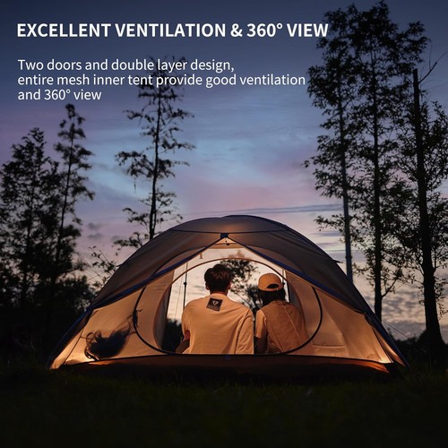Naturehike Cloud Stream 2 Person 3 Backpacking Tent, 3 Person, Brown - Picture 3 of 7