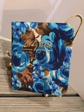 MCM Photo Book, Sm Blue Floral Fabric Zipper Book W/Og Holders Marked BRAG BOOK