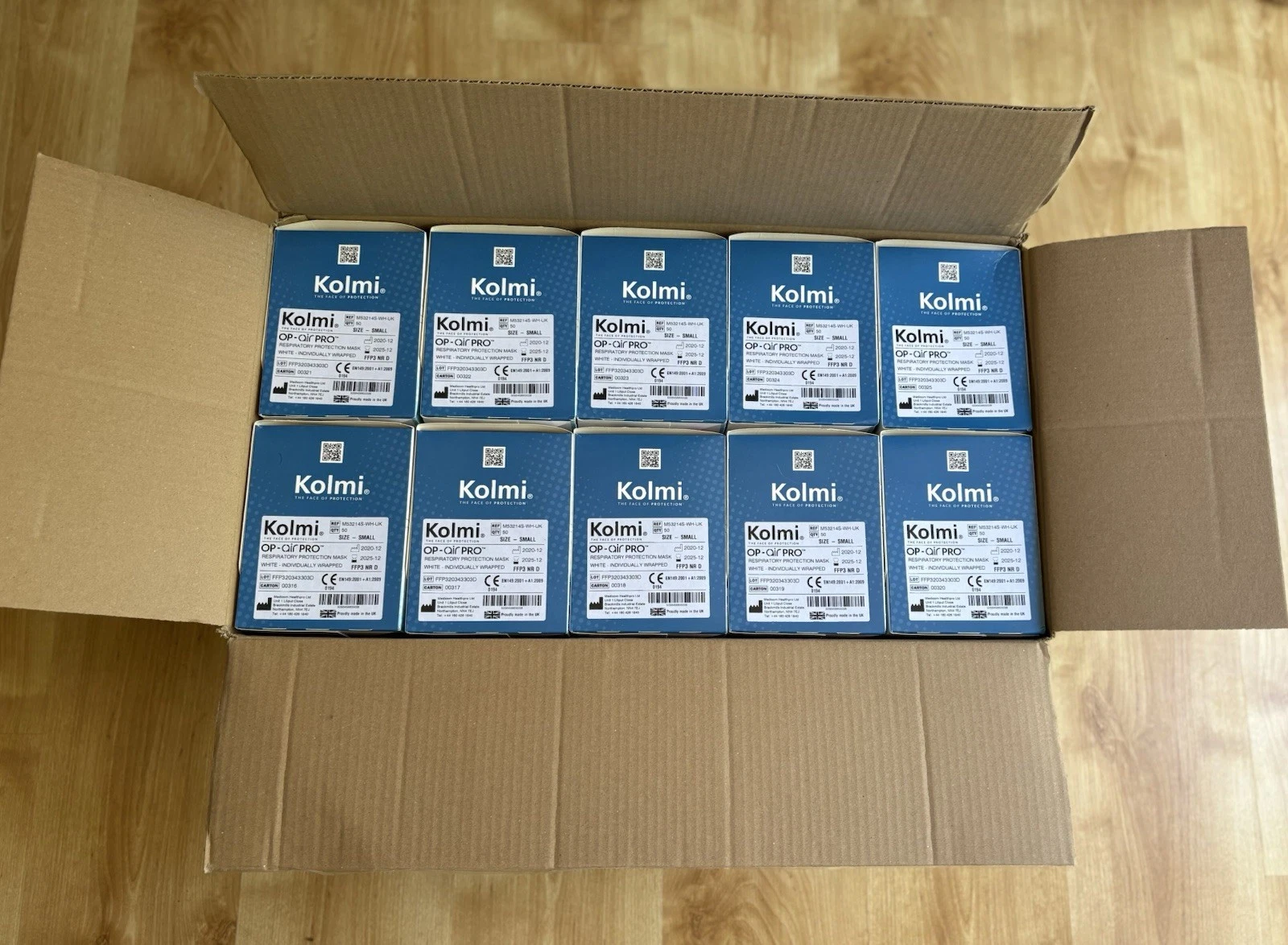 10 Boxes of Kolmi FFP3 N R Disposable Face Masks. 500 Masks in Total.