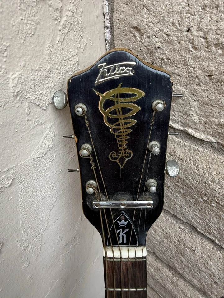 Vintage Kay Acoustic Guitar 1950s-60s Sunburst with Trapeze Tailpiece USA - Image 4 of 4