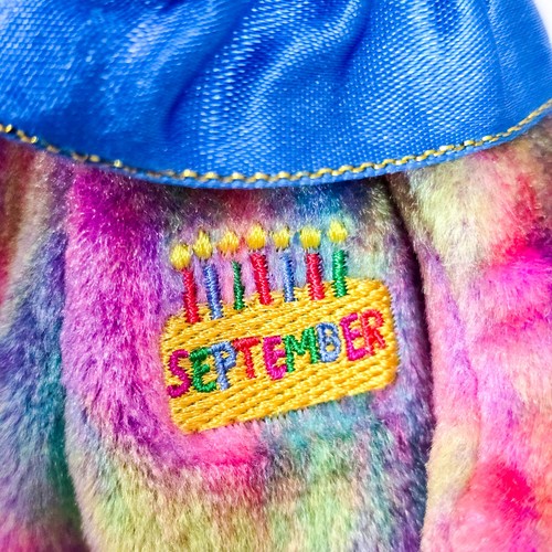 ๐ VTG 2001 TY Beanie Babies September Birthday Bear Tiedye With Cake Sapphire - Picture 4 of 5