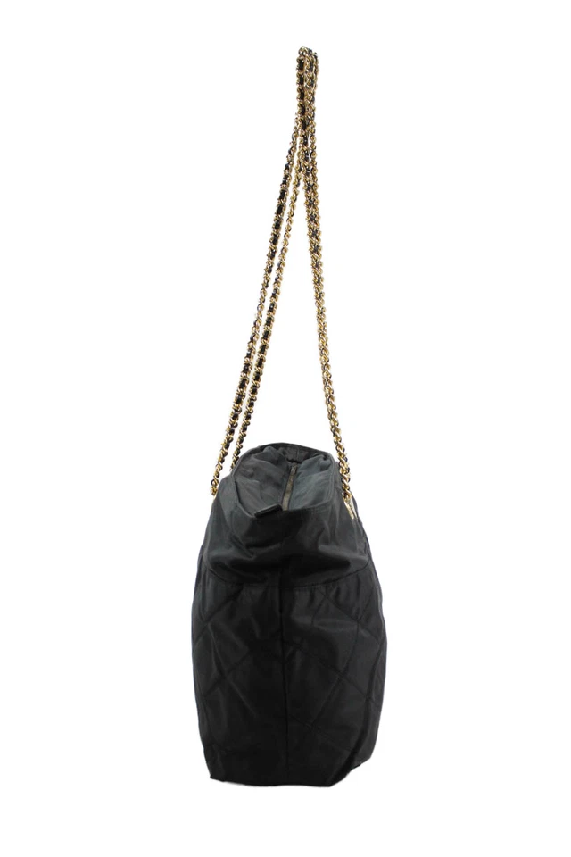 Bolso de mano Prada para mujer acolchado Impuntu cadena con cremallera negro Foto 4 de 4