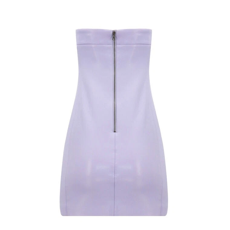ALICE & OLIVIA 尺码 (10) KELLY LILAC VEGAN 仿皮迷你连衣裙全新带标签 MSRP$295 — 第 4/4 张图片