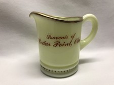 Vtg 1900 Vaseline Uranium Glass Pitcher Cedar Point Amusement Park Sandusky Ohio