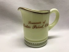 Vtg 1900 Vaseline Uranium Glass Pitcher Cedar Point Amusement Park Sandusky Ohio