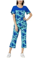 Antthony 2-piece Colorblocked Top & Pull-On Pant Set Blue Tropical