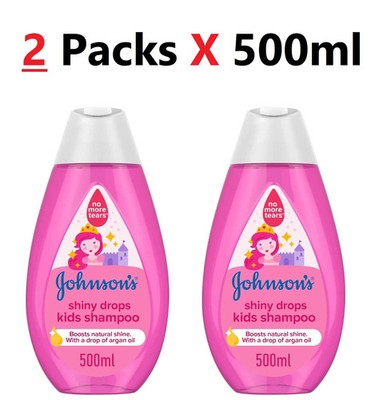 2X Johnson's Kids Shiny Drops Shampoo 500ml Argan Oil No More Tears