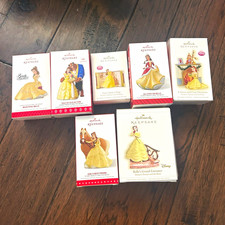 Hallmark Keepsake Disney Beauty and the Beast Belle Christmas Ornament bundle