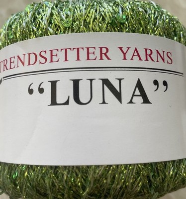 Trendsetter Yarns, LUNA,  100%Polyester, 25gm/350y, color#d-100  Lime  w Sequins