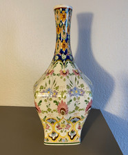 Ceramic Gouda IVORA  Vase Holland Vintage Hand Painted Floral Design