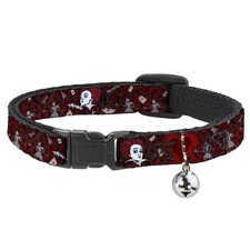 Cat Collar Breakaway with Bell Queen of Hearts Poses/Hearts/Cards Reds/Black NAR