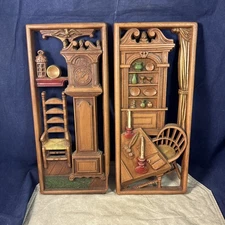 Vintage Multi Products G249 & G250 3D Colonial Theme Wall Plaques - See Desc