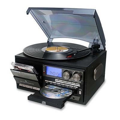 LoopTone 18CDBB-B Vinyl Record Player Bluetooth in/out Turntable CD Tape Radio
