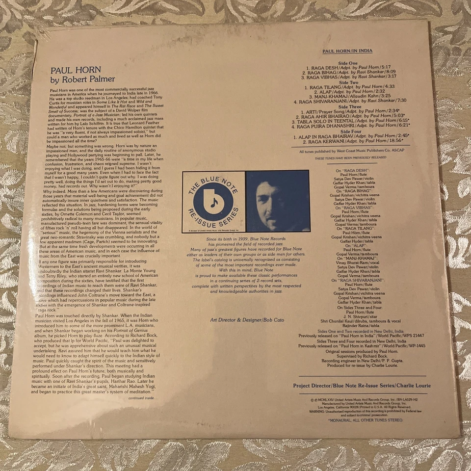 Paul Horn in India, 2 LP Set, 1975 Mono/Stereo,  Blue Note, Factory Sealed   - Image 2 of 4