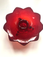 Fenton Glass Ruby Red Footed Lotus 9 petal Candle Holder Vintage 1930s