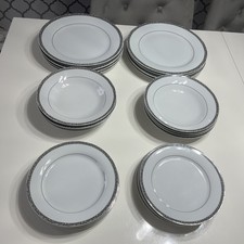 57* SCHILLER WHITE AND SILVER EDGED DINNER SERVICE 24 pcs