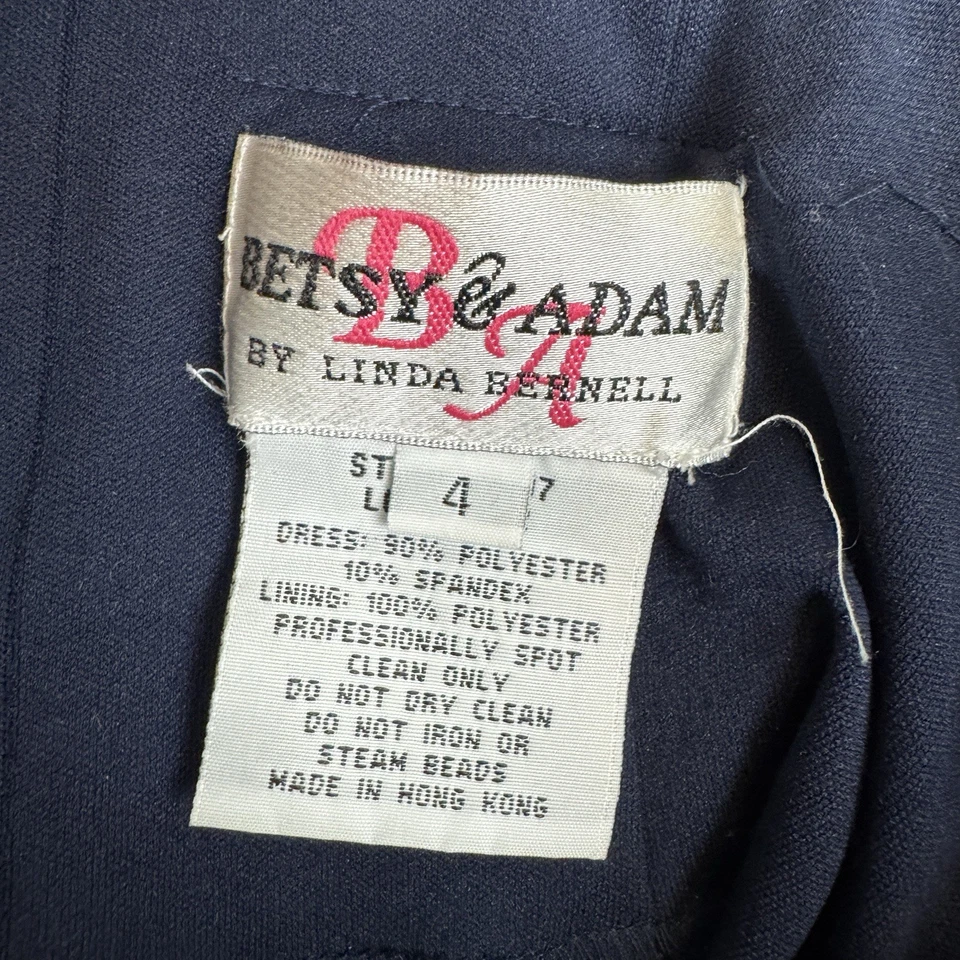 Vintage Betsy And Adam Midi Velvet Dress Women’s 4 Blue Beaded Whimsigoth Formal - Image 2 of 4