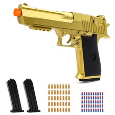 Gold Soft Bullet Toy Gun Shell Ejecting for Boys, Realistic Shooting Game Toy...