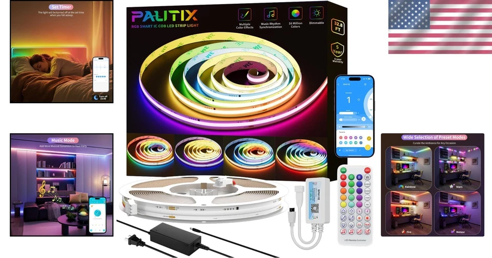 RGB Smart IC COB LED Strip Light Addressable 32.8f - Image 2 of 4