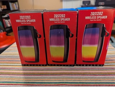 ZQS1202 Wireless Bluetooth Speaker Super Bass LED Light Portable TWS NEW IN BOX