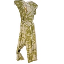 Jane & Jamison Green/White Tropical Chiffon Wrap Maxi Dress V-Neck Lined M