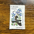 SINGLE Vintage 20c US Stamp- Colorado State Bird and Flower - Scott # 1958