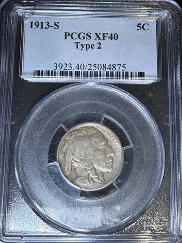 1913 S Nickel Indian Head or Buffalo PCGS XF-40 Type 2