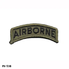 "AIRBORNE" Rocker Tab Patch ~ Subdued ~ OD & Black ~ US Army ~ NOS ~ NEW