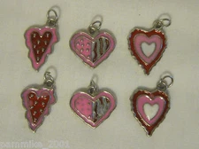 VALENTINE HEART PINK RED ENAMEL SCRAPBOOK JEWELRY CHARM LOT SET *NEW*