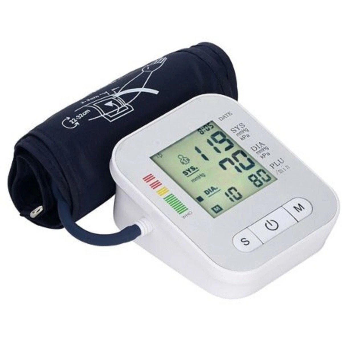 Automatic Upper Arm Blood Pressure Monitor with Cuff and LCD