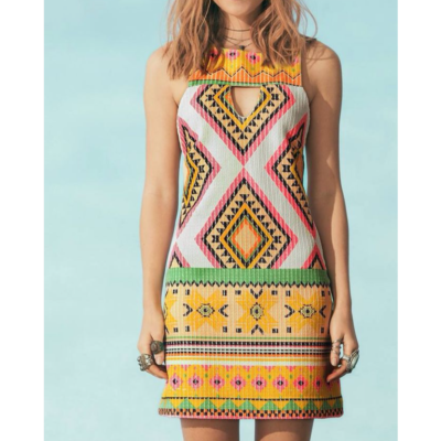aztec neon dress Lucy Cobb Aztec Tiered Maxi Dress in Neon Orange